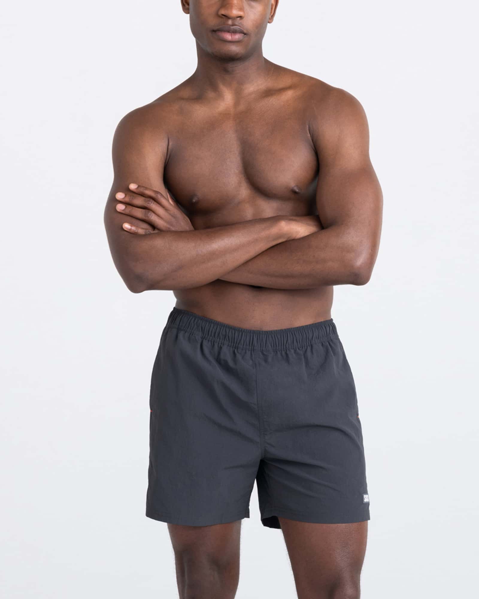 Front - Model wearing Go Coastal 2N1 Volley 5" in Faded Black