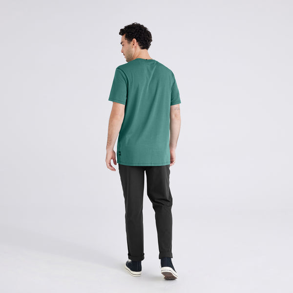 Back - Model wearing Droptemp® Cooling Cotton Short Sleeve Crew in Pine