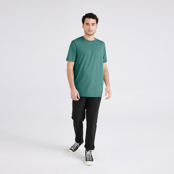 Front - Model wearing Droptemp® Cooling Cotton Short Sleeve Crew in Pine