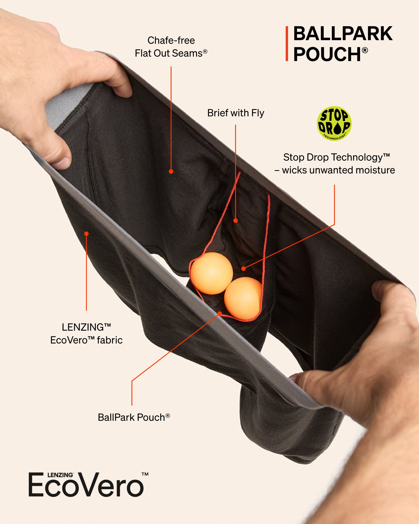 SAXX Underwear Vibe Xtra Brief Fly BallPark Pouch technology graphic