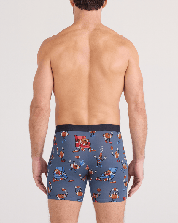 Back - Model wearing Vibe Xtra Soft Comfort Boxer Brief Fly in Game Day-Twilight