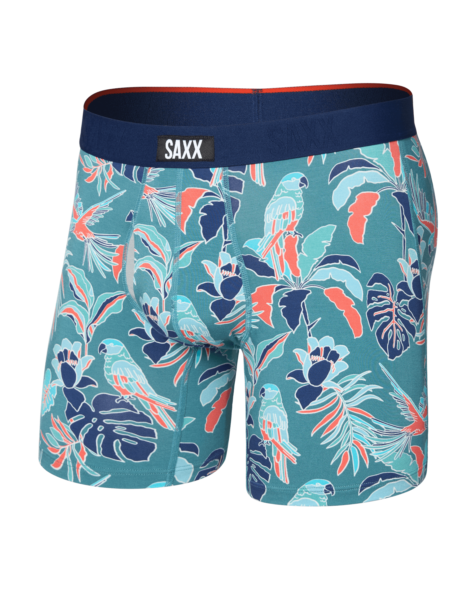 Front of Vibe Xtra Soft Comfort Boxer Brief Fly in Island Tropics-Seascape