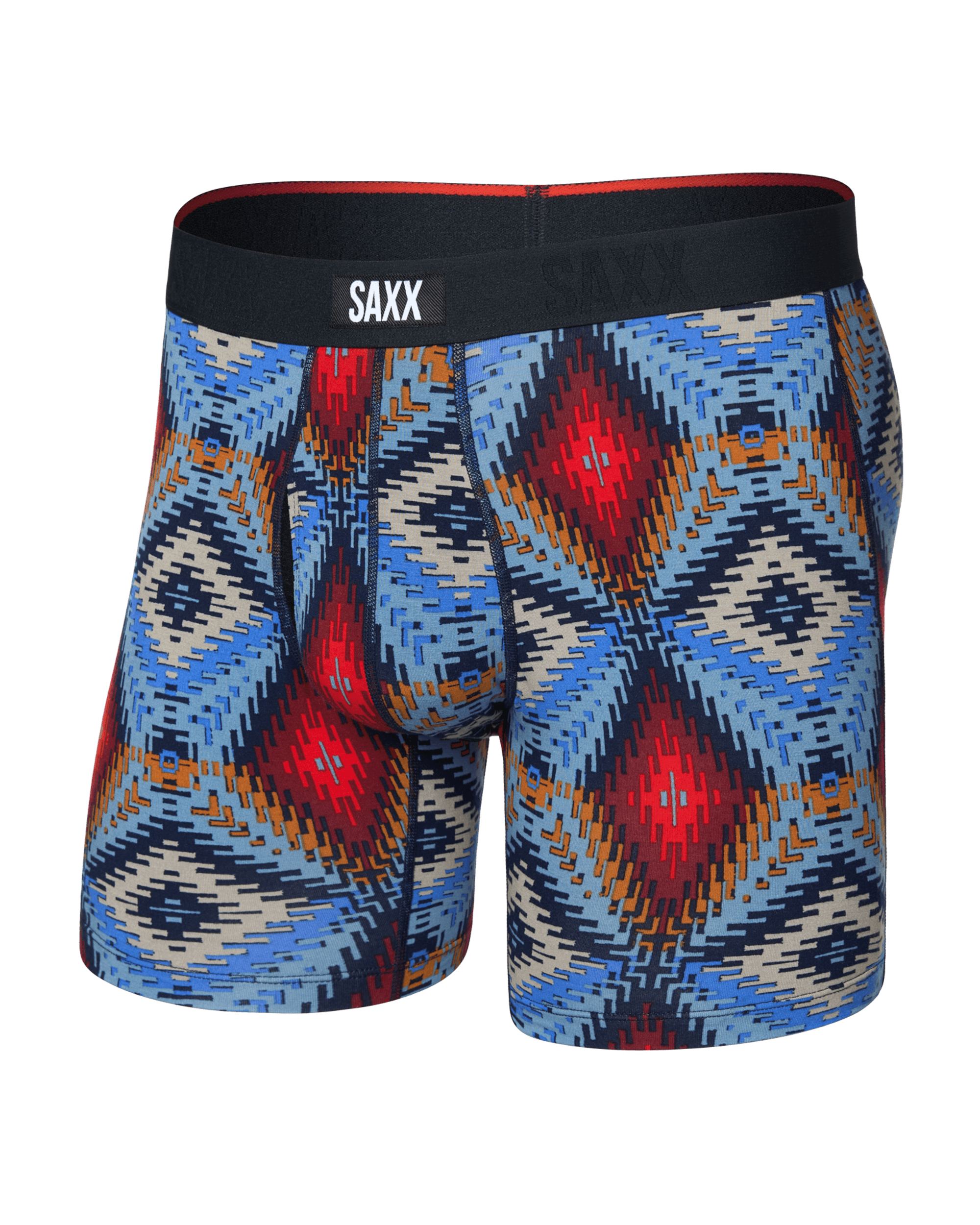 Front of  Vibe Xtra Soft Comfort Boxer Brief Fly in Mesa Mosaic-Multi