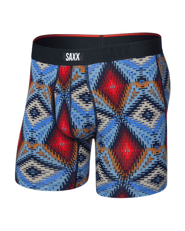 Front of Vibe Xtra Soft Comfort Boxer Brief Fly in Mesa Mosaic-Multi