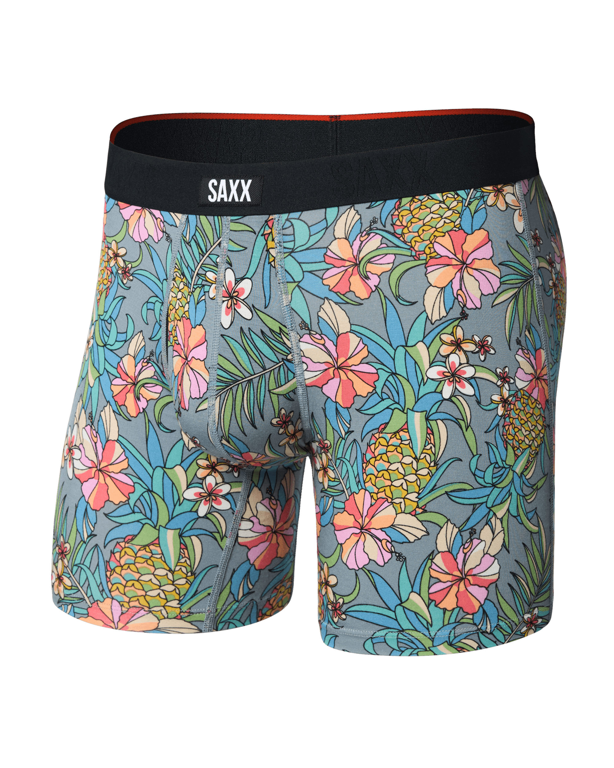 Front of Vibe Xtra Soft Comfort Boxer Brief Fly in Pineapple Field