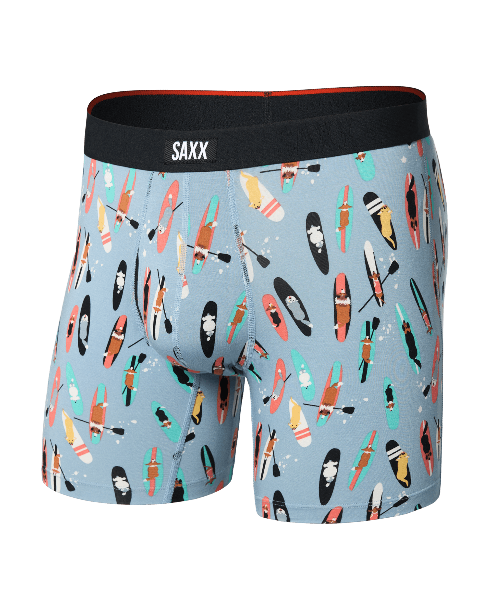 Front of Vibe Xtra Boxer Brief Fly in Sup Dogs-Ashley Blue