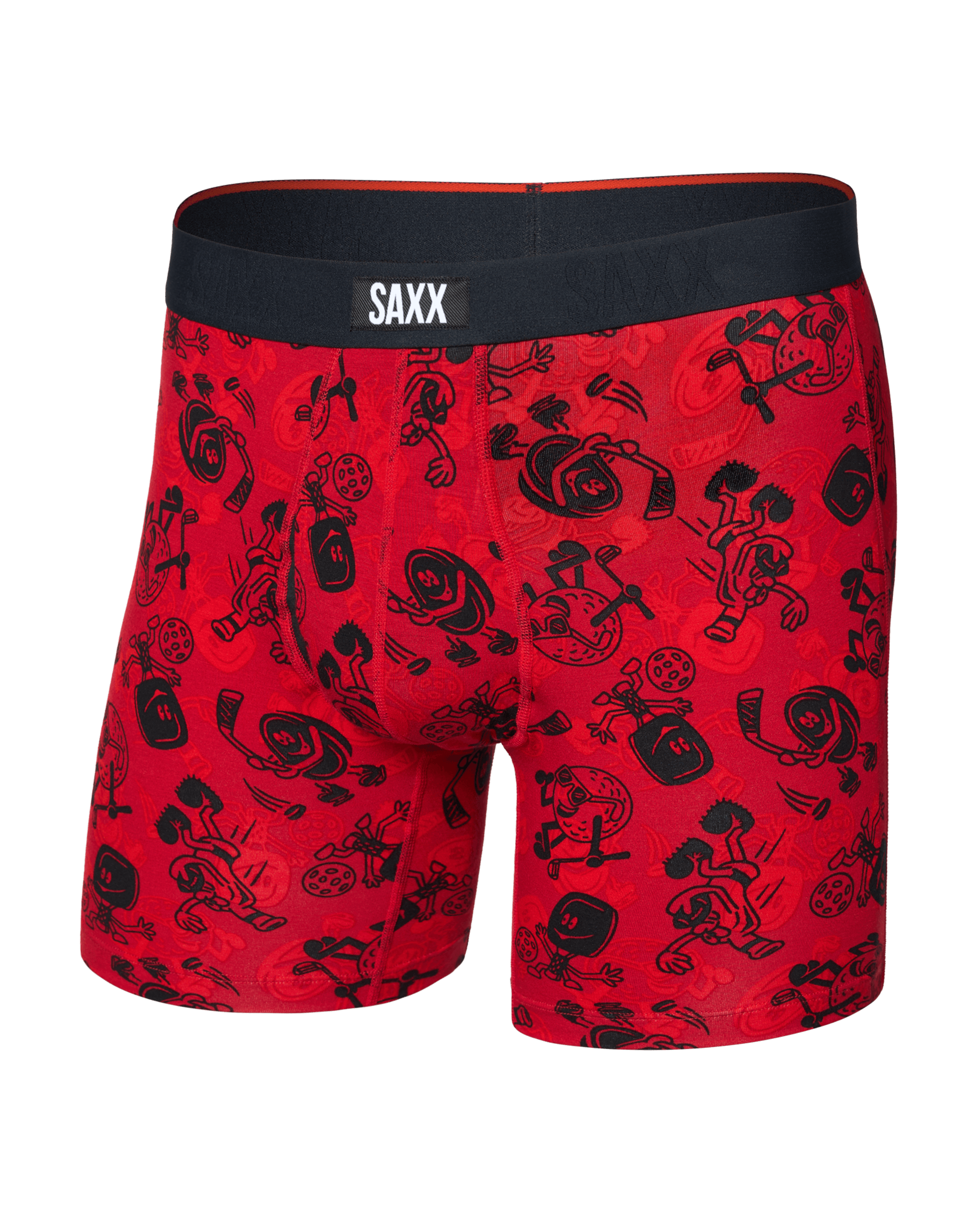 Front of Vibe Xtra Soft Comfort Boxer Brief Fly in Sloshed Ball-Cherry