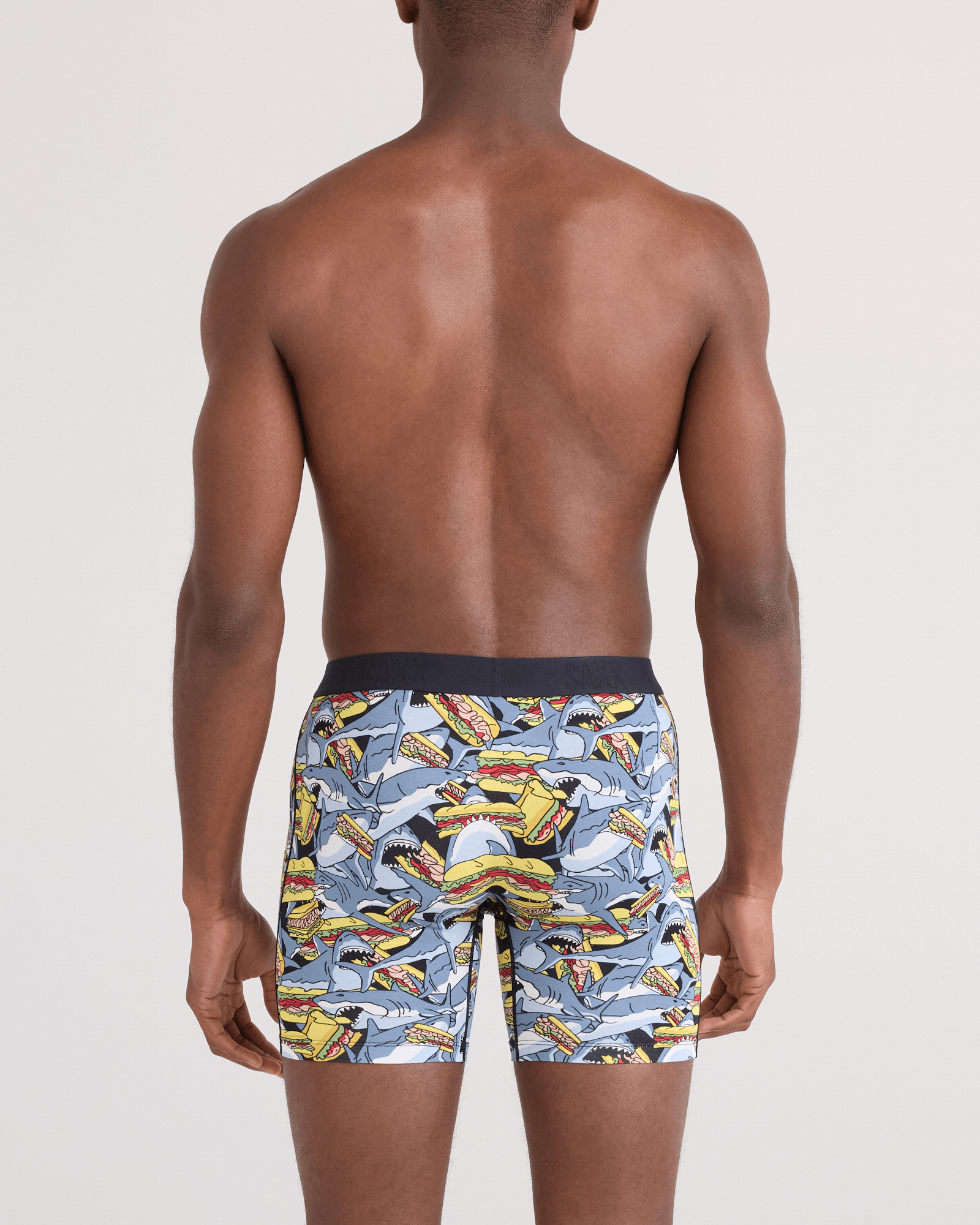 Back - Model wearing  Vibe Xtra Soft Comfort Boxer Brief Fly in Shark Sub-Grey
