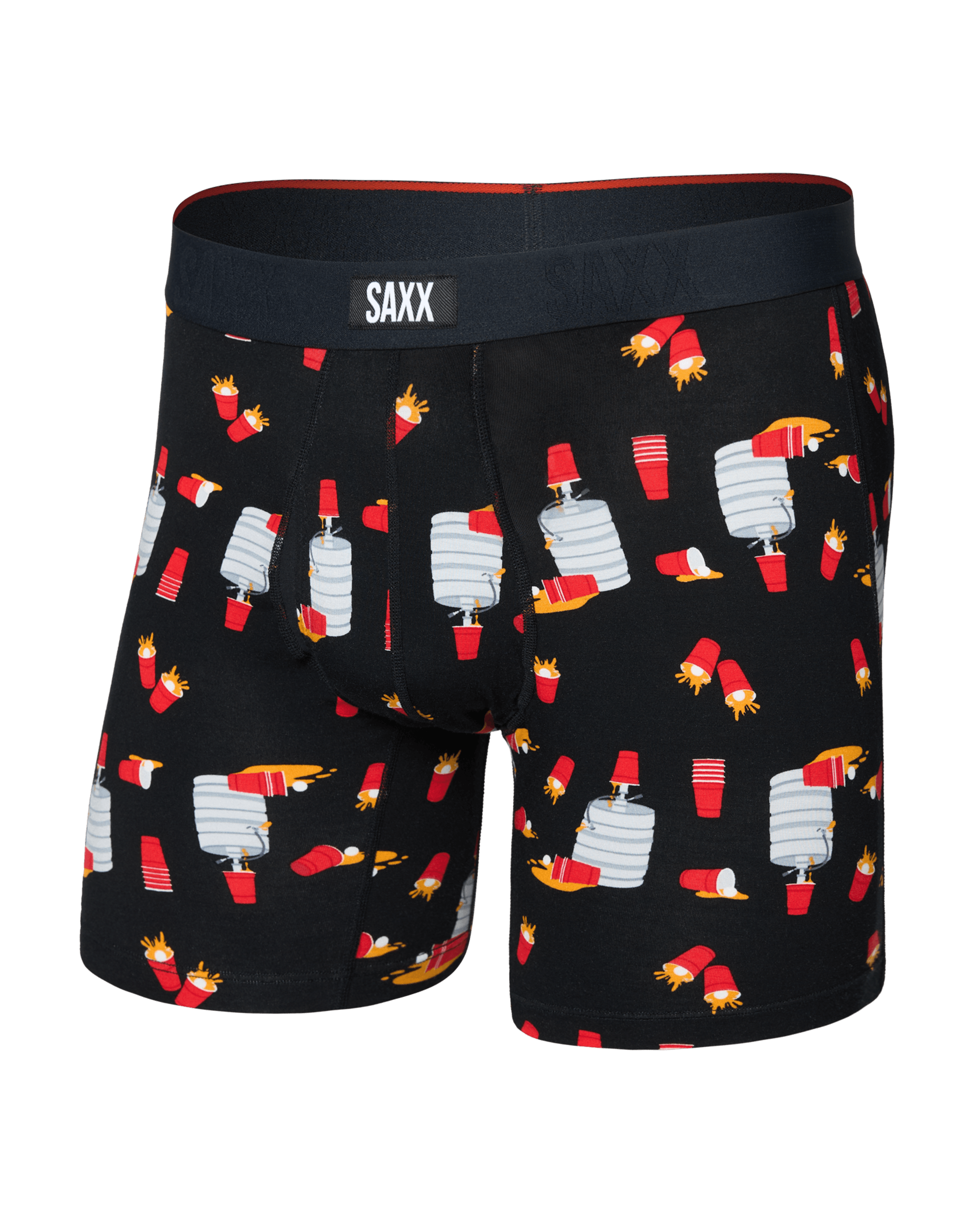 Front of Vibe Xtra Soft Comfort Boxer Brief Fly in Tapped Out-Black