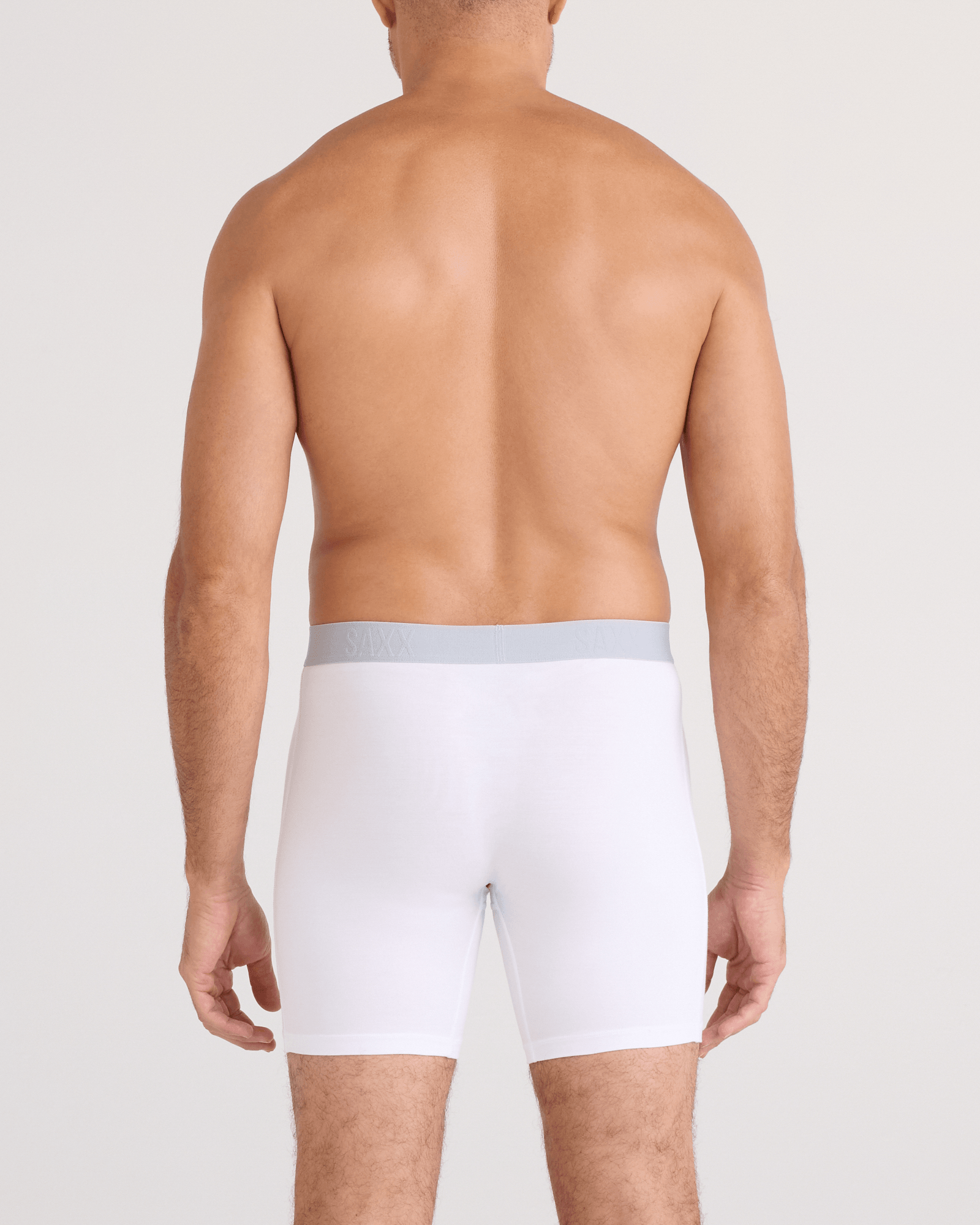 Back - Model wearing Vibe Xtra Soft Comfort Boxer Brief Fly in White