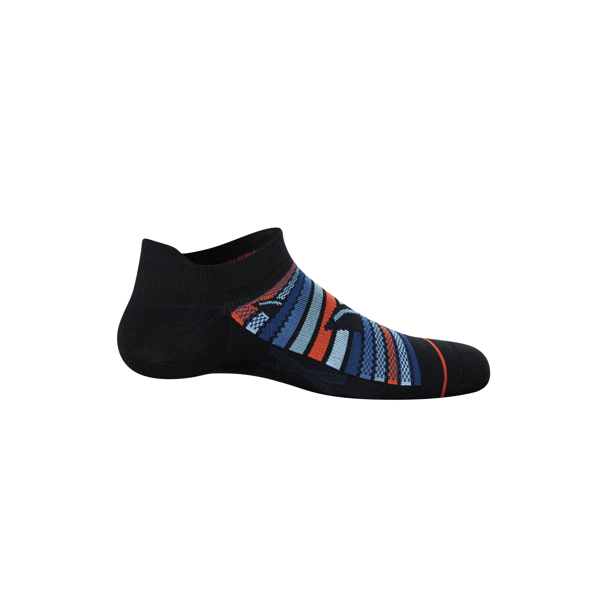 Back of Whole Package Low Show Sock in Fins- Blue Multi