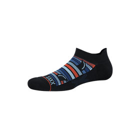 Front of Whole Package Low Show Sock in Fins- Blue Multi