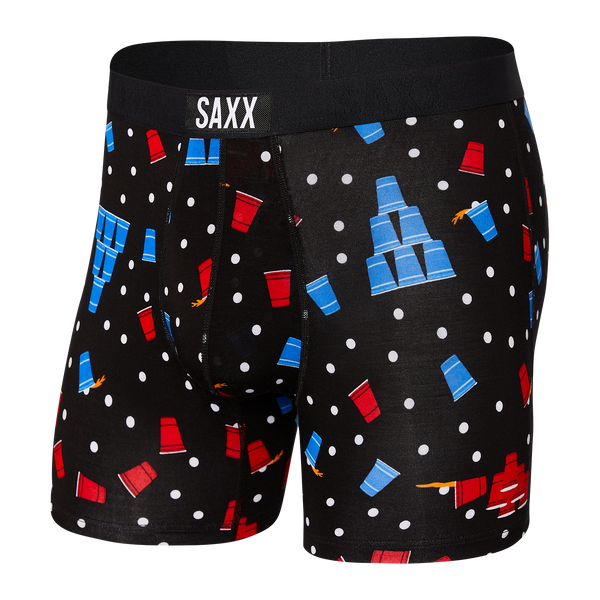Saxx Vibe Super Soft Boxer Brief Men's Underwear, Big Bang/Red, X-Large