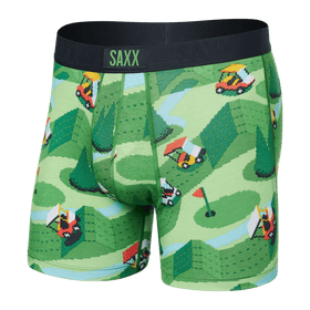 Front of Vibe Boxer Brief in Excite Carts- Green