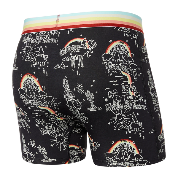 Back of Vibe Super Soft Boxer Brief in Park Wanderlust/Multi Waistband