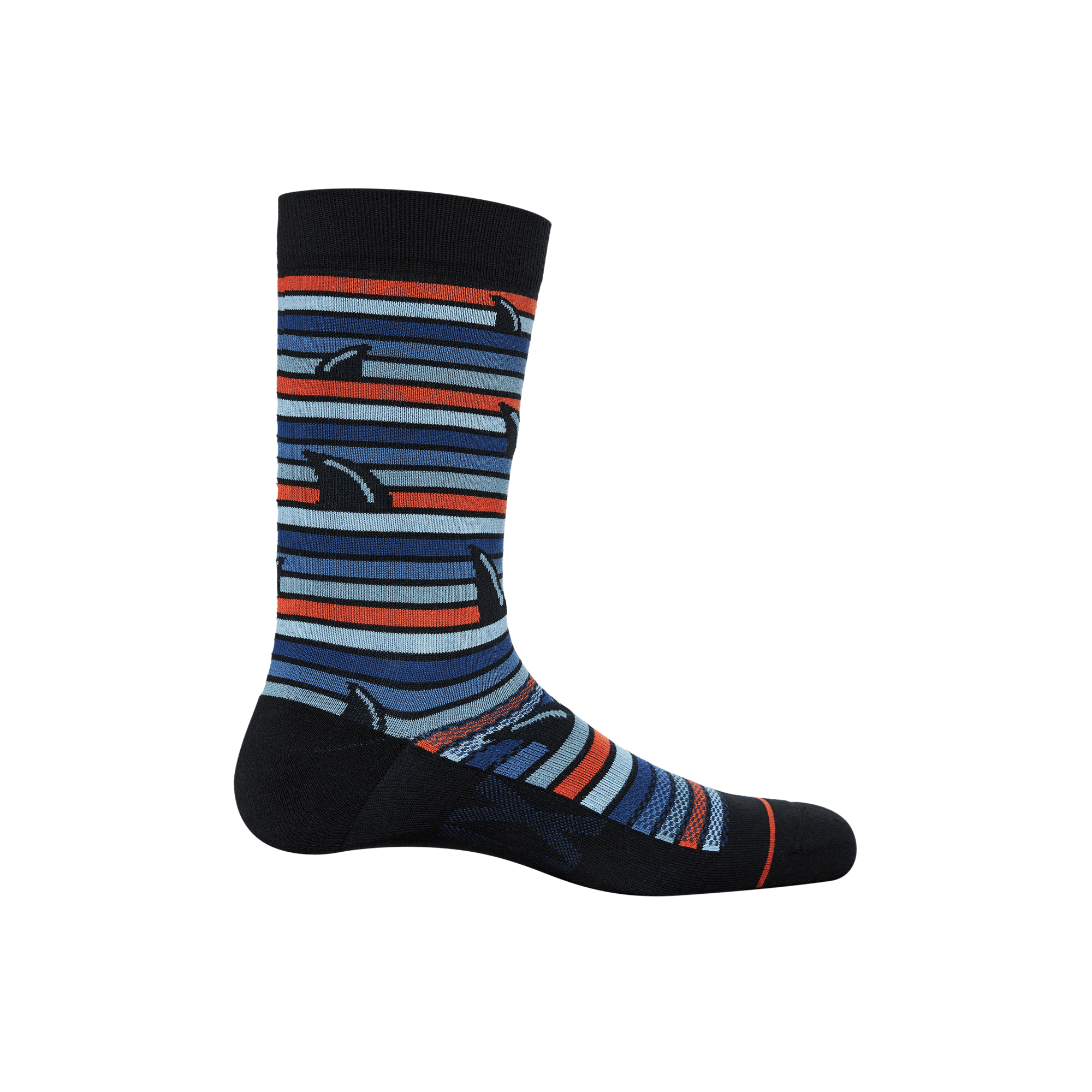 Back of Whole Package Crew Sock in Fins- Blue Multi