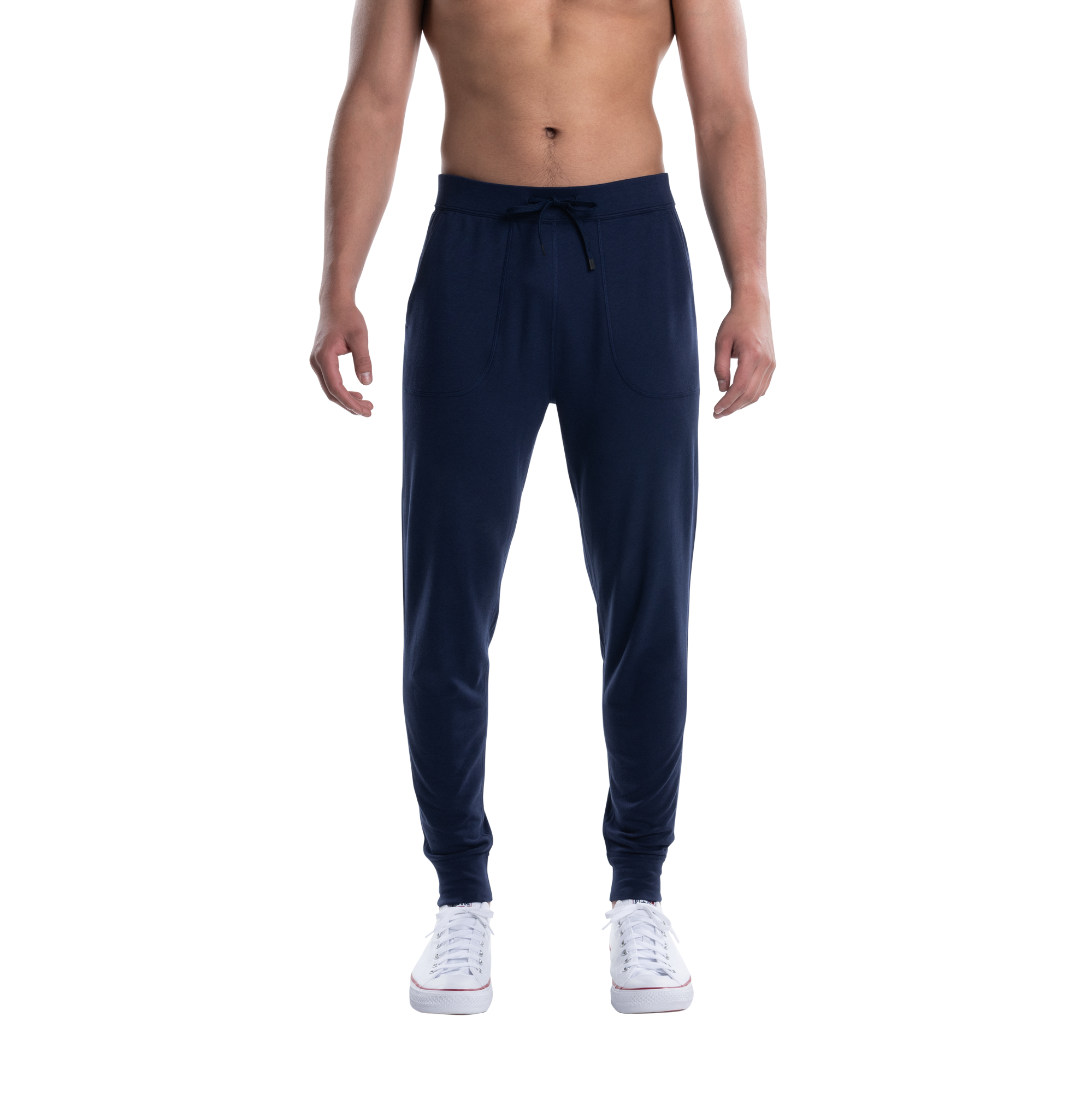 Front - Model wearing 3Six Five Lounge Pant in Maritime Blue