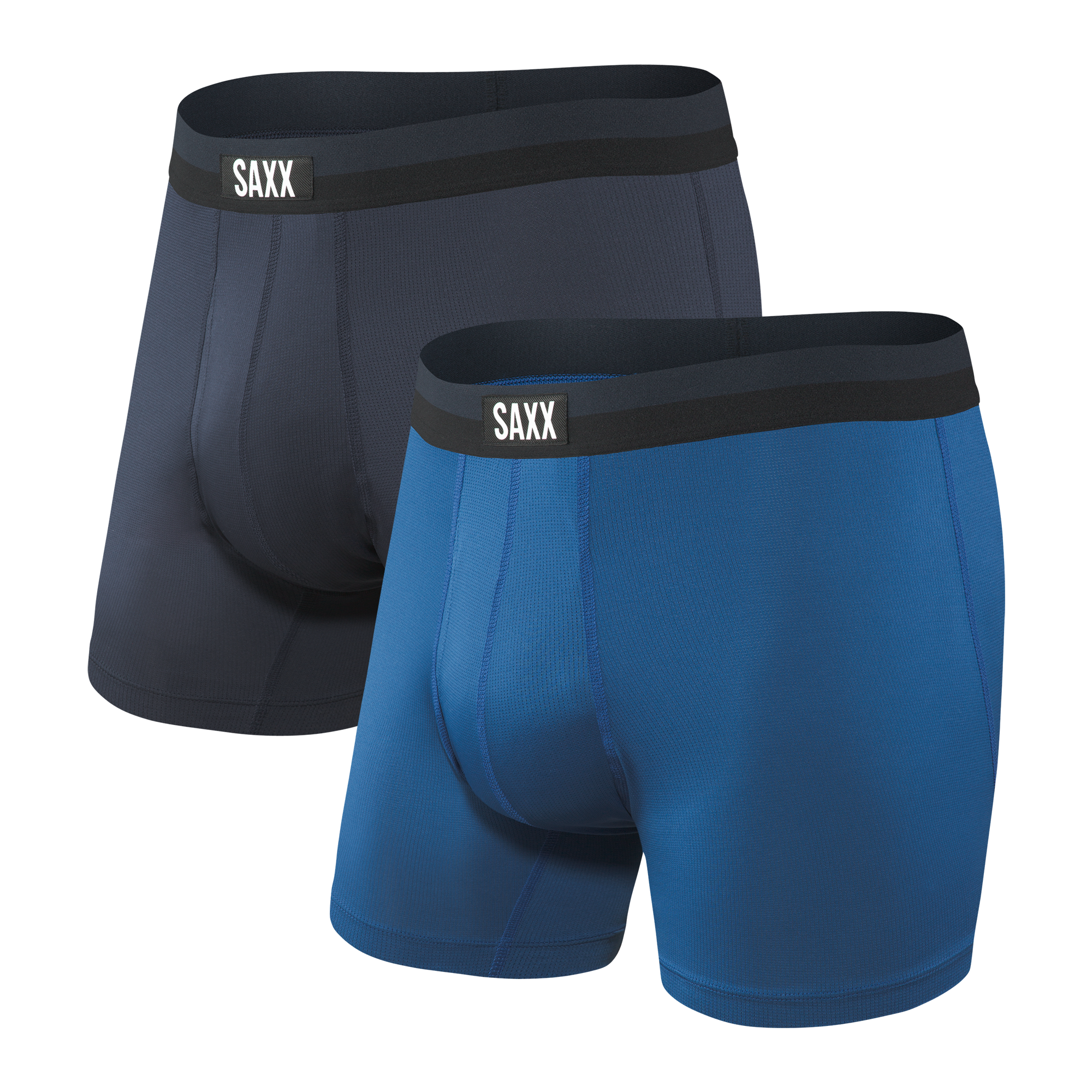Front of Sport Mesh Boxer Brief Fly 2 Pack in Navy/City Blue