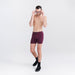 Front - Model wearing Ultra Super Soft Boxer Brief Fly 3-Pack in Burnt Plum/Turbulence/Black