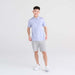 Front - Model wearing DropTemp All Day Cooling Polo in Summer Bits-Lavender Heather