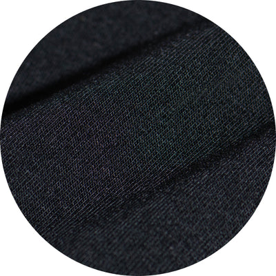 Close up photo of black double knit fabric