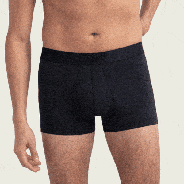 A GIF sequencing through photos of men wearing black underwear in different silhouettes