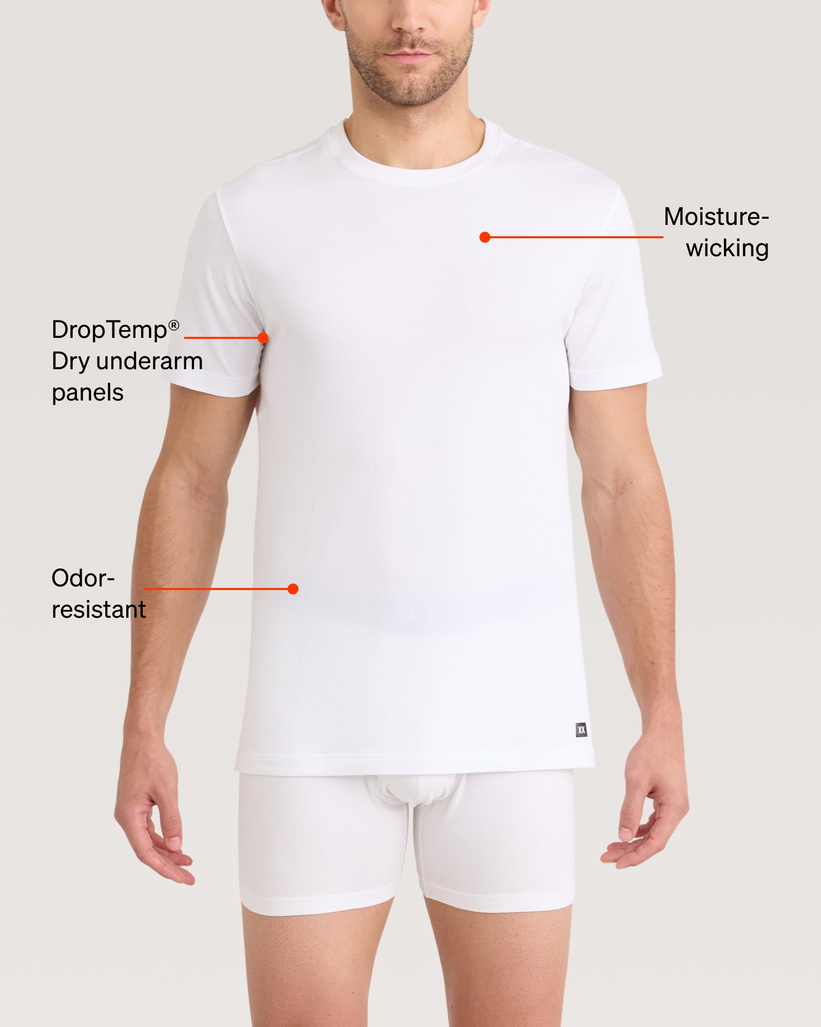 SAXX Underwear DropTemp Dry Cotton Short Sleeve Crew 2 Pack technology graphic