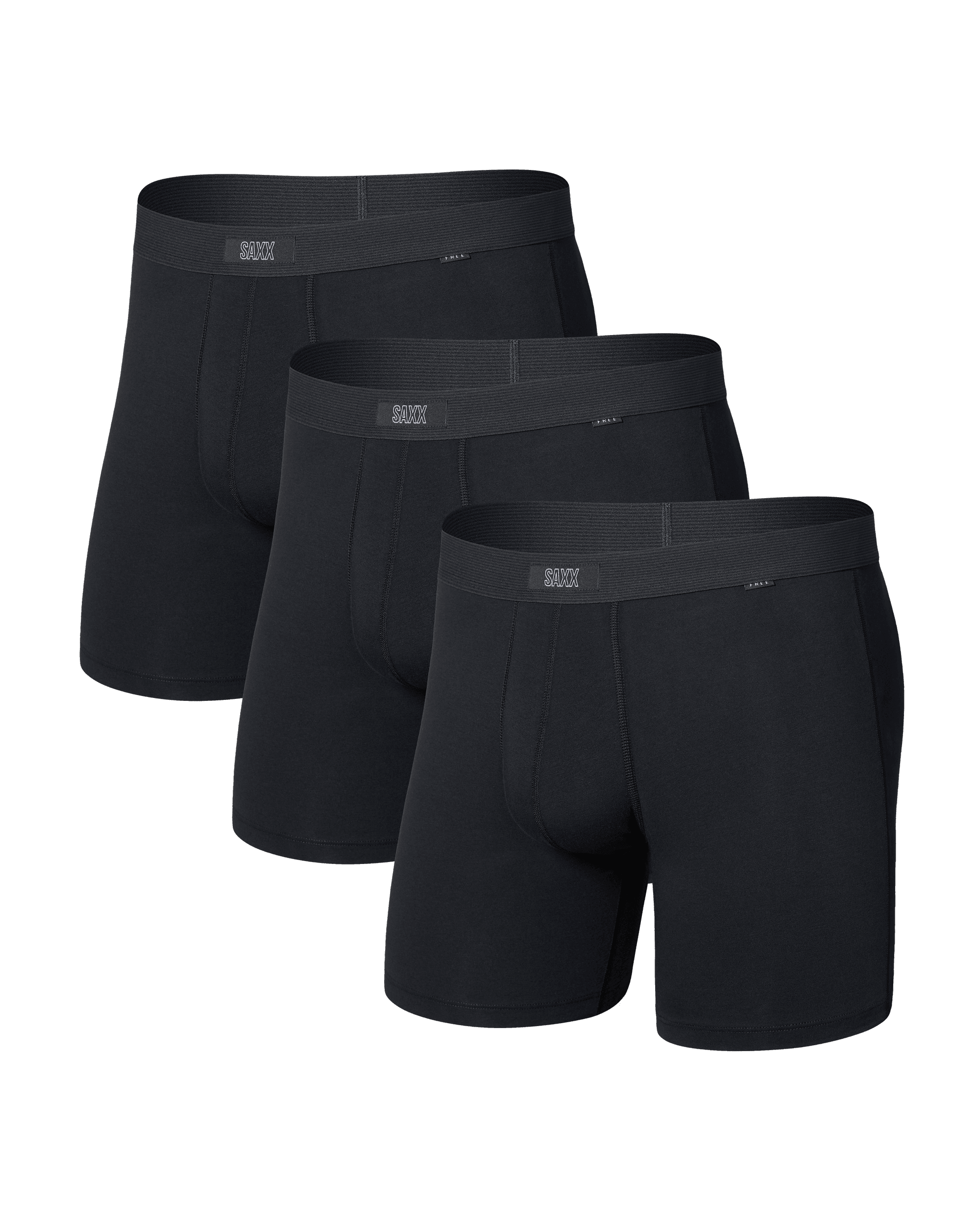 Front of 24Seven Cotton Boxer Brief 3 Pack in Black