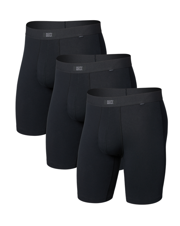 Front of 24Seven Cotton Long Leg 3 Pack in Black
