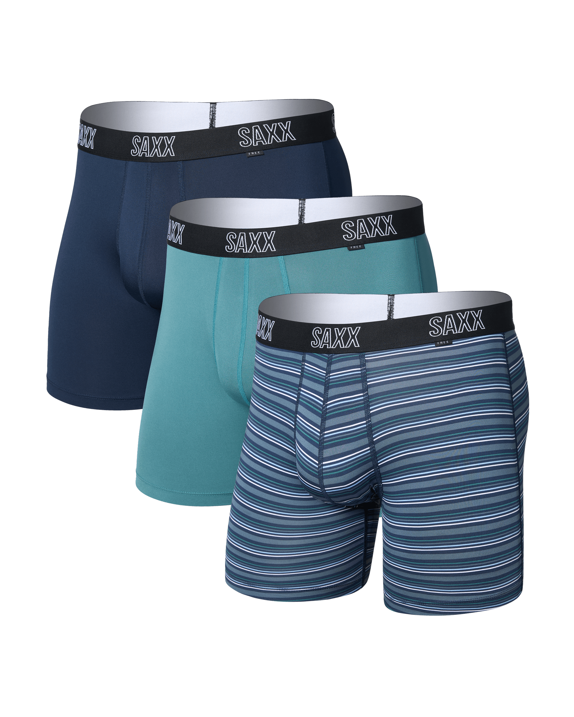 Front of DropTemp All Day Cooling Boxer Brief 3 Pack in Mini Rugby/Seascape/Navy