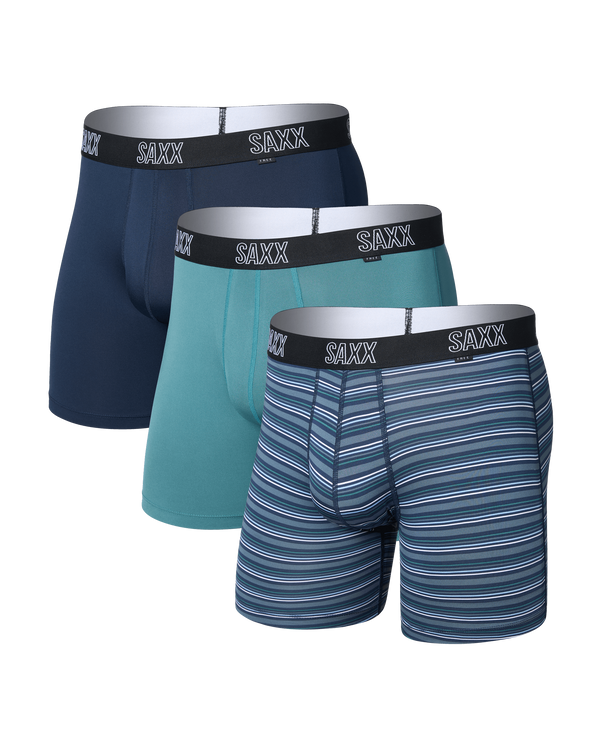 Front of DropTemp All Day Cooling Boxer Brief 3 Pack in Mini Rugby/Seascape/Navy