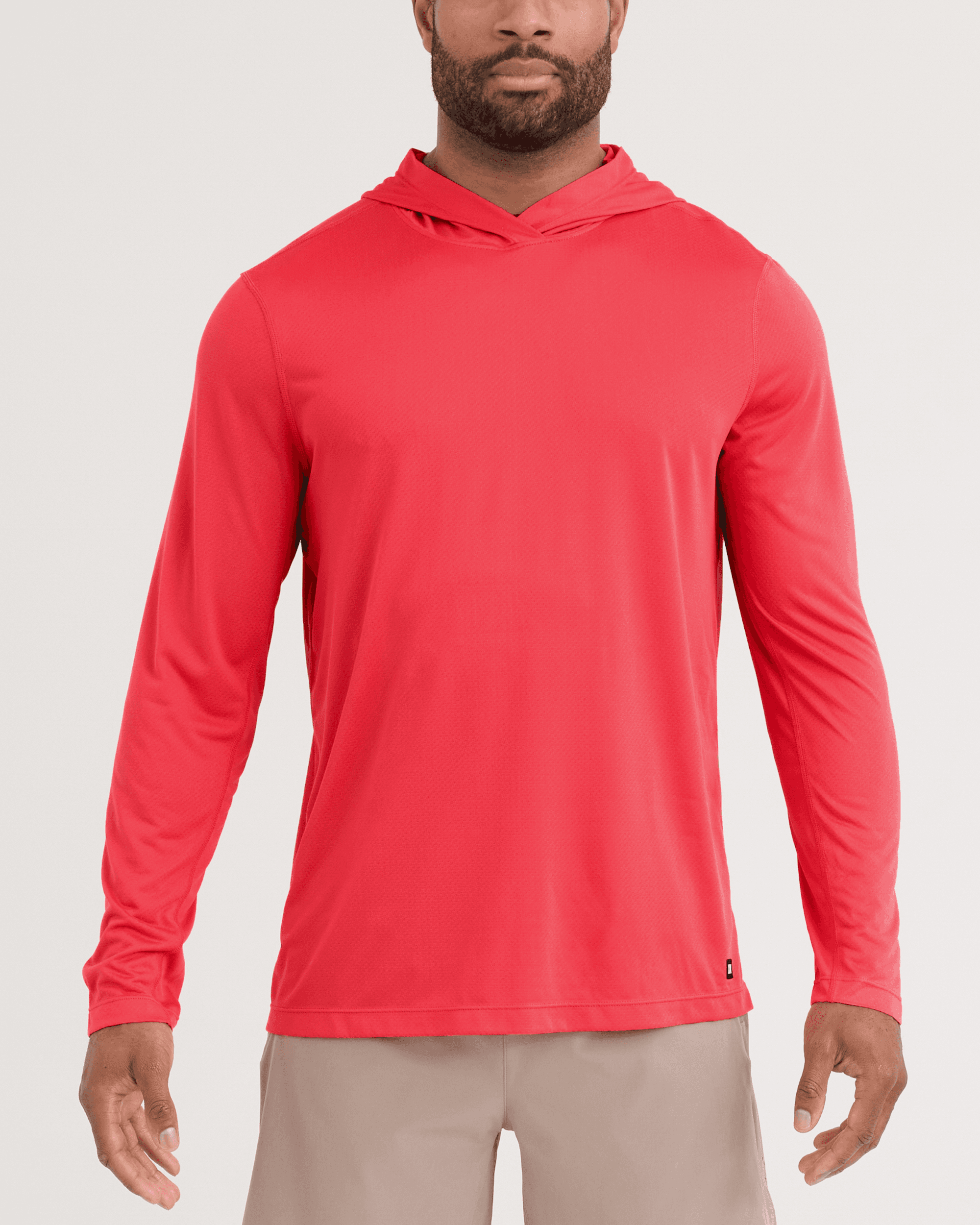 Front - Model wearing Multi-Sport Mesh Hoodie in Coral Red