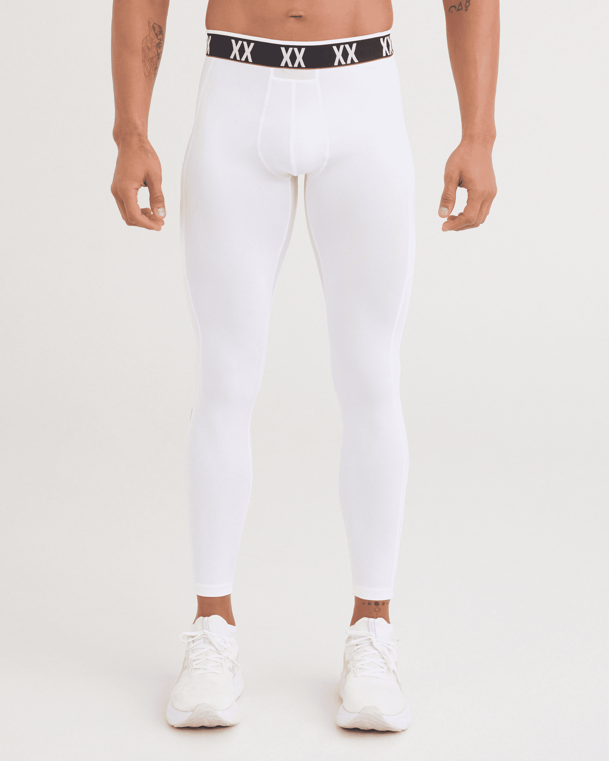 Front - Model wearing Multi-Sport Mesh Tights in White