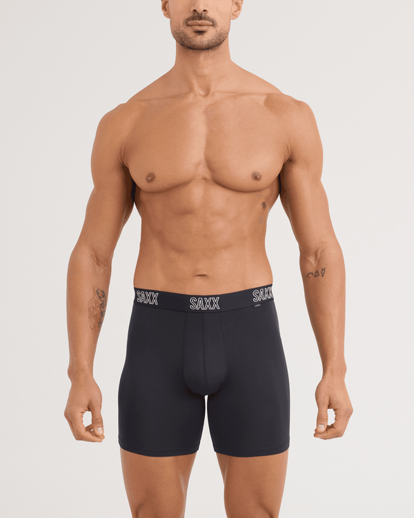 Front - Model wearing DropTemp All Day Cooling Boxer Brief in Black
