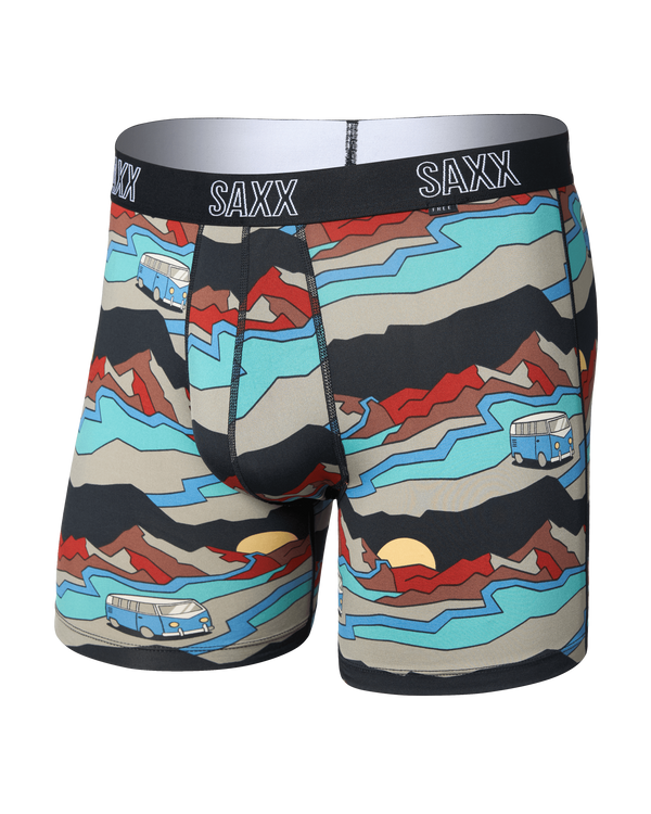 Front of DropTemp All Day Cooling Boxer Brief in Cabin Fever-Black