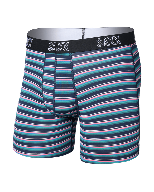 Front of DropTemp All Day Cooling Boxer Brief in Micro Field Stripe-Navy