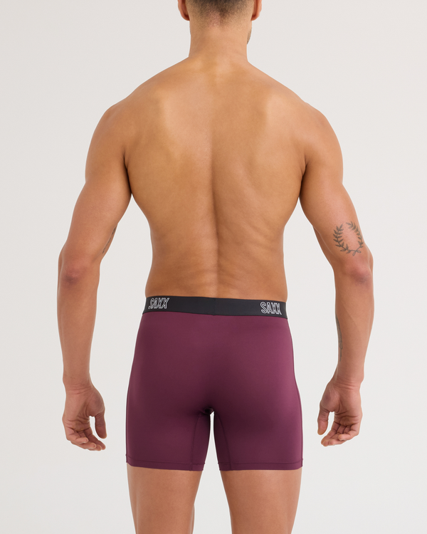 Back - Model wearing DropTemp All Day Cooling Boxer Brief 3 Pack in Maroon/Parisian/Black