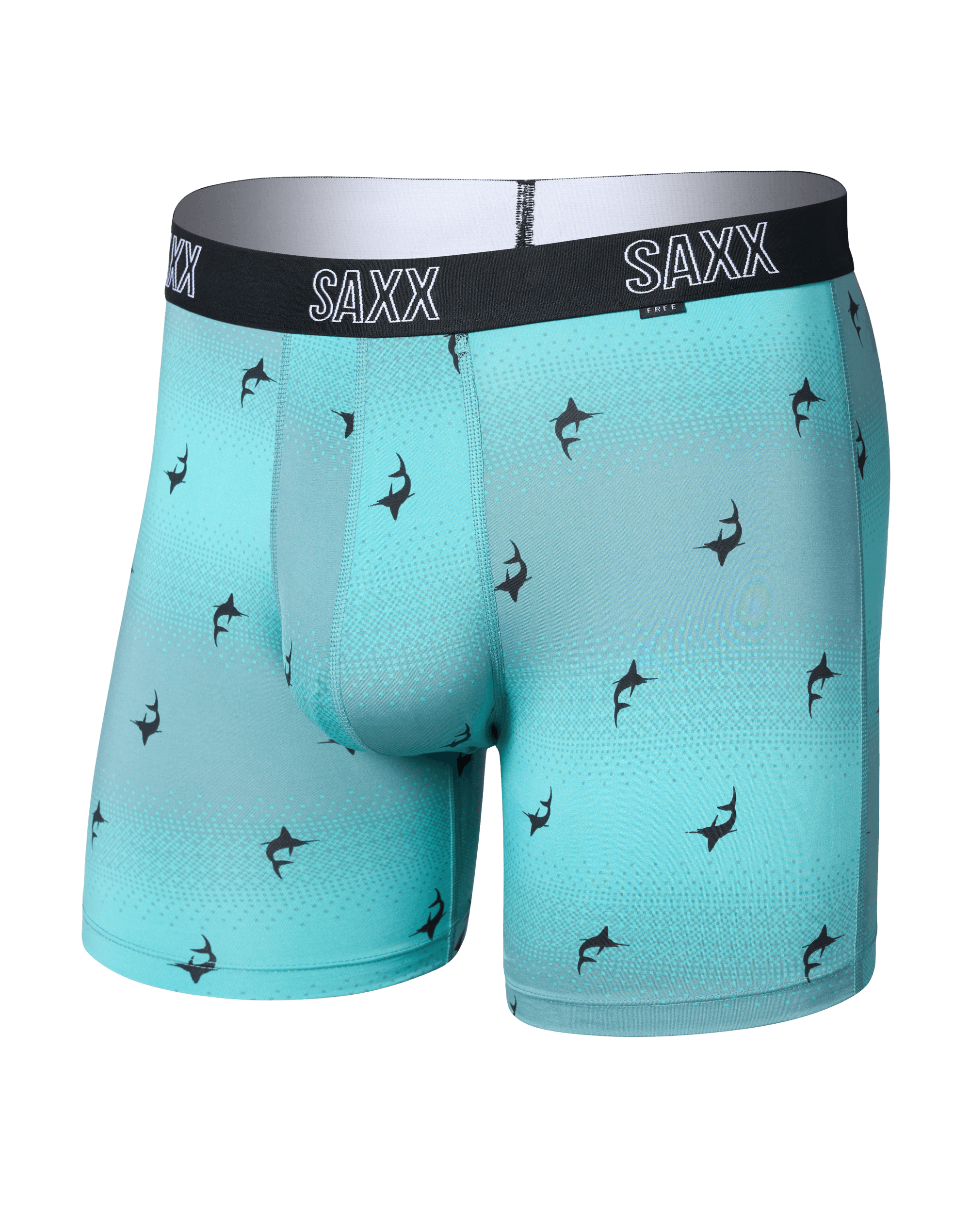 Front of DropTemp All Day Cooling Boxer Brief in Sailfish Ombre-Turquoise