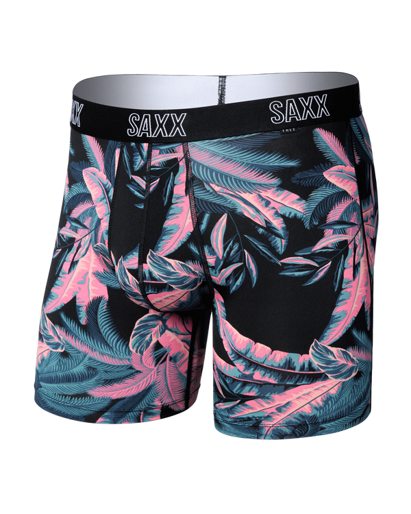 Front of DropTemp All Day Cooling Boxer Brief in Tropical Jungle-Black