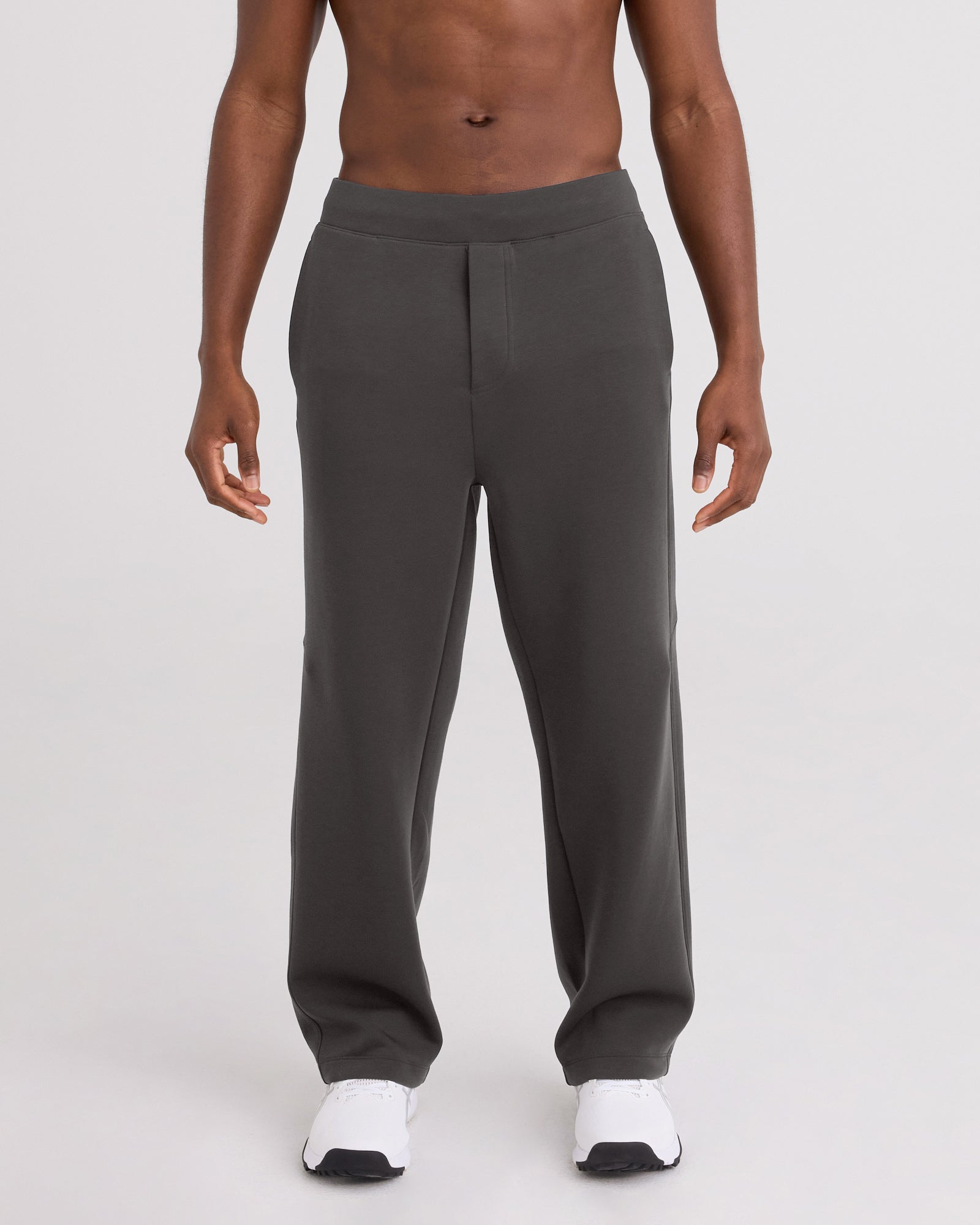 Front - Model wearing Phase Pants in Dark Grey