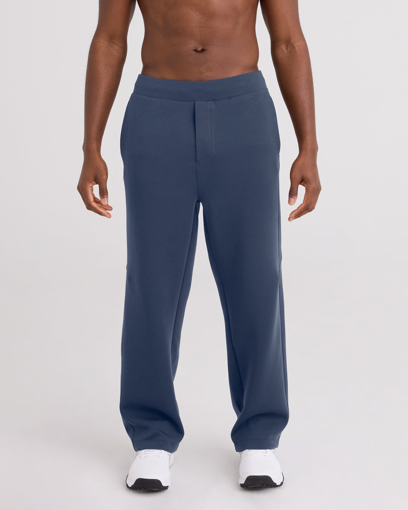 Front - Model wearing Phase Pants in Washed Indigo