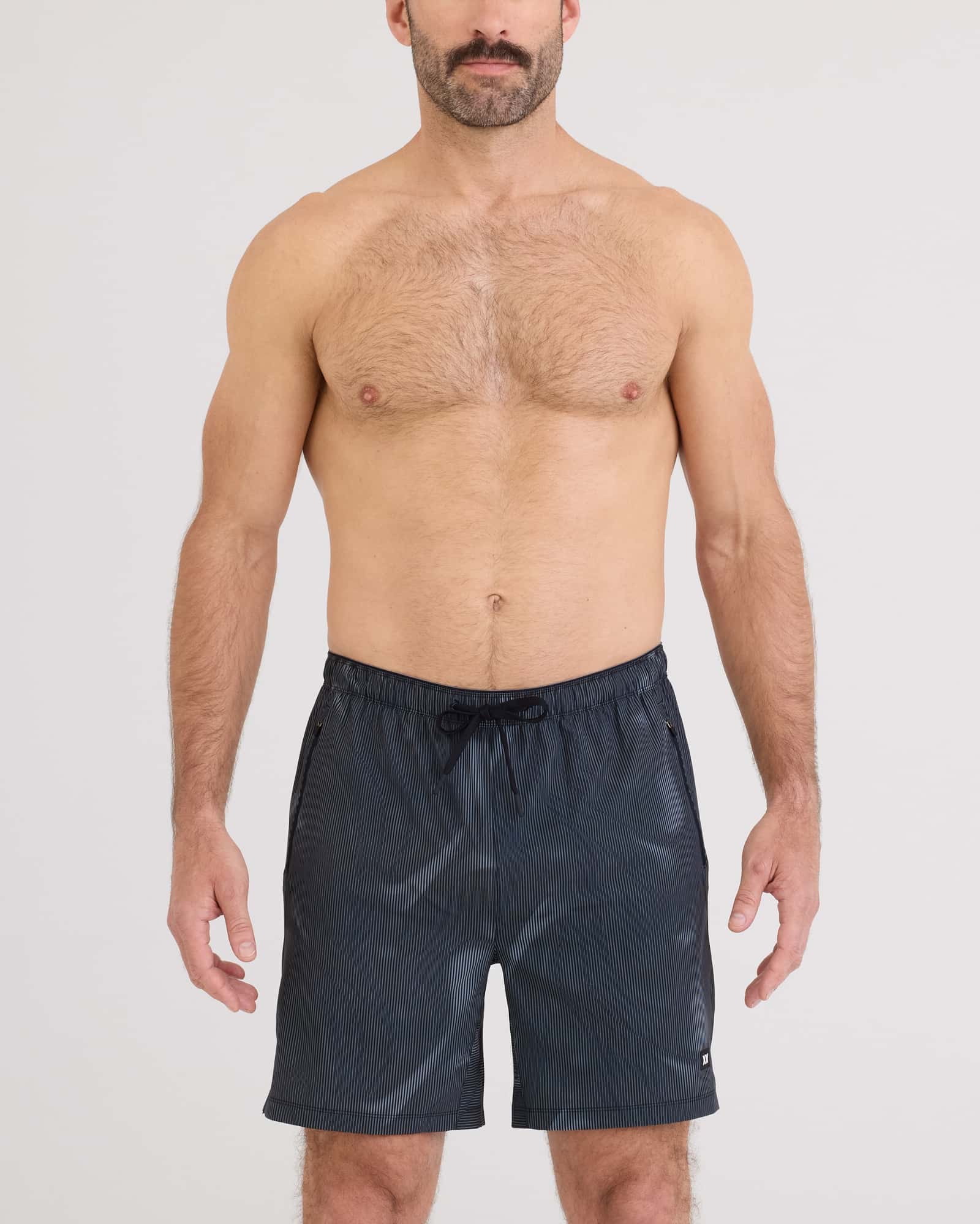 Front - Model wearing Power Moves 2N1 Short 7" in Smoke Camo-Dark Charcoal