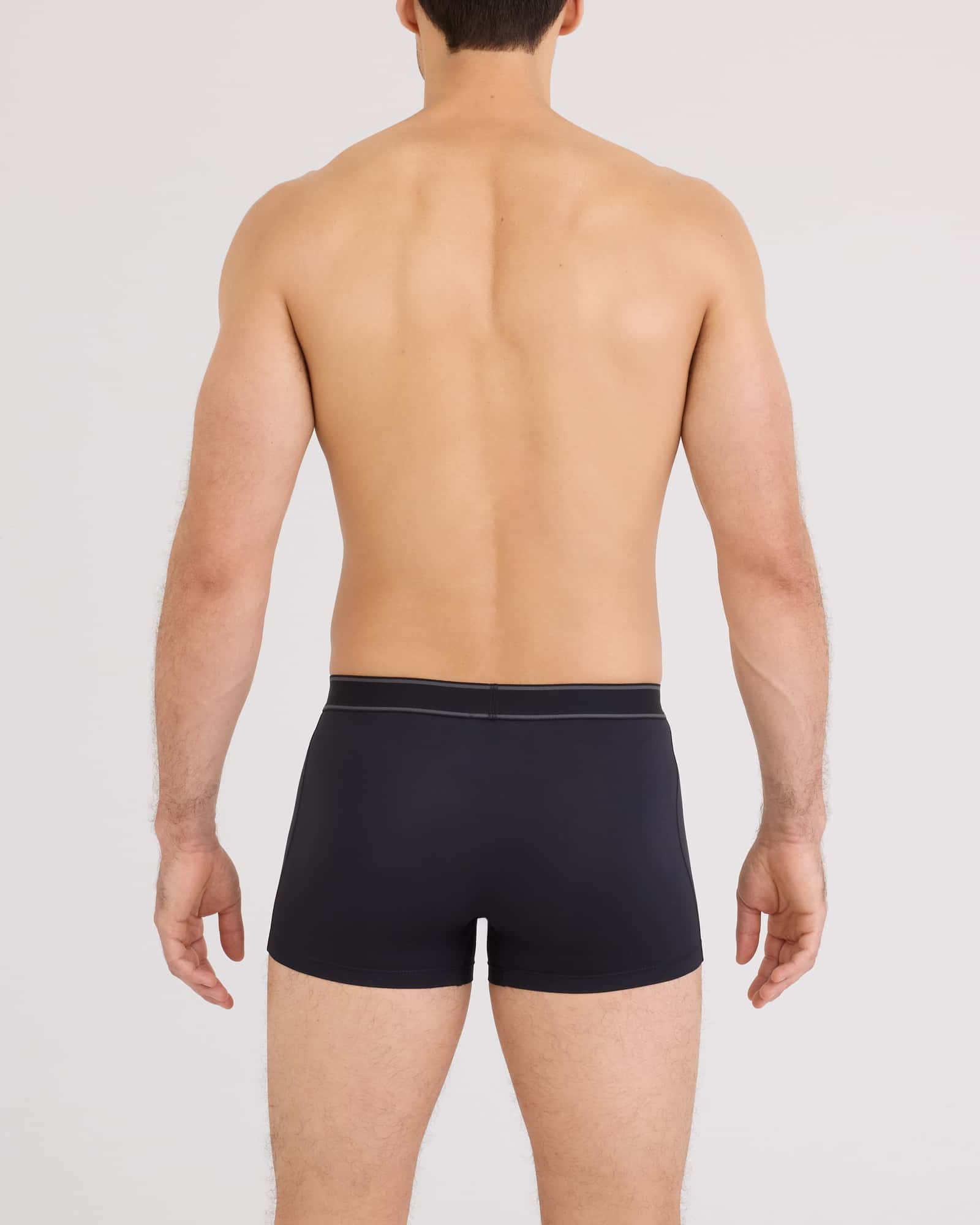 Back - Model wearing Daytripper Comfort Stretch Trunk Fly 3Pk in Black/Grey/Navy