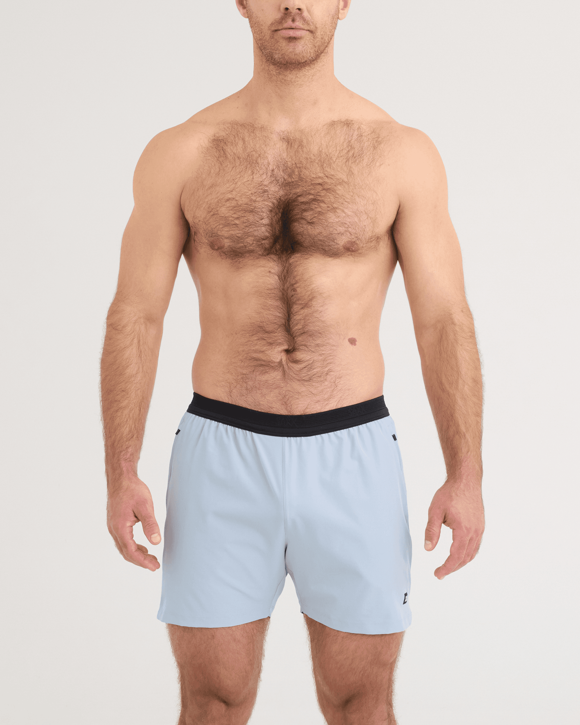 Front - Model wearing Run for All 2N1 Shorts 5" in Blue Fog