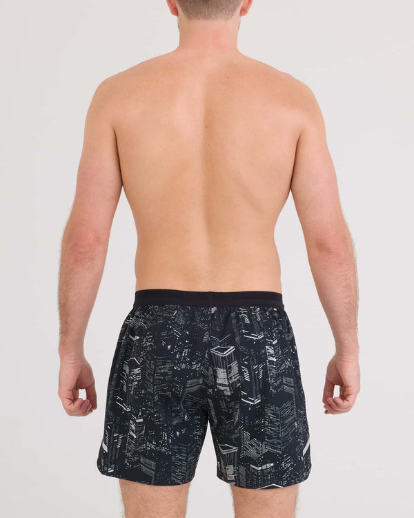 Back - Model wearing Run For All 2N1 Short 5" in Night City-Black