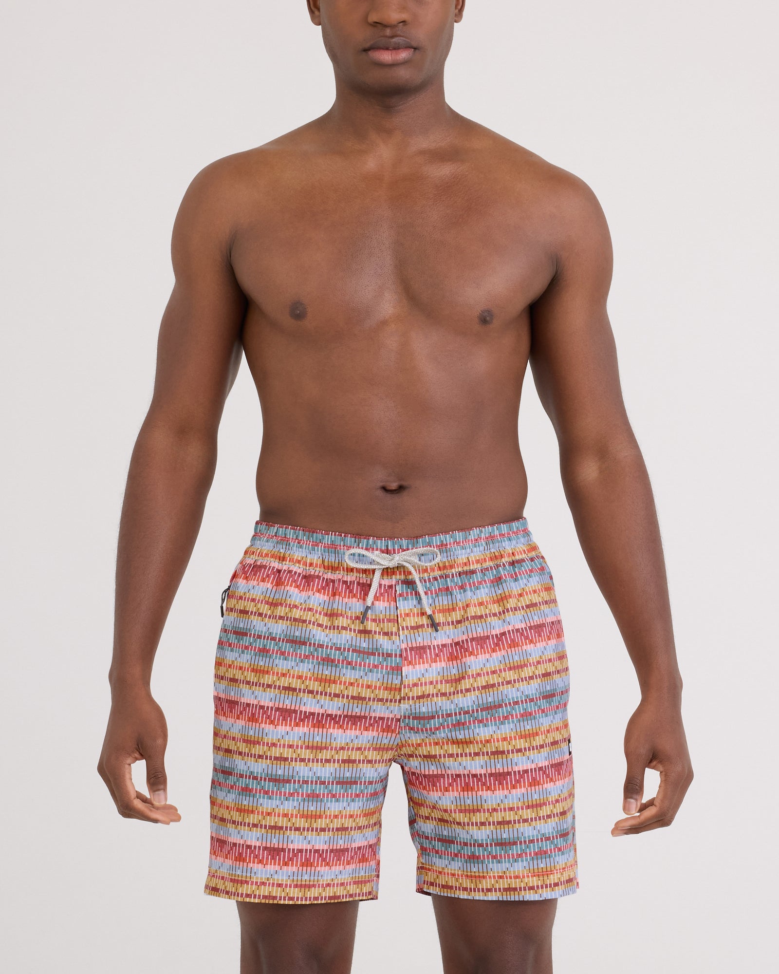 Front - Model wearing Sea To Shore 2N1 Volley Short 6" in Asher Weave-Multi