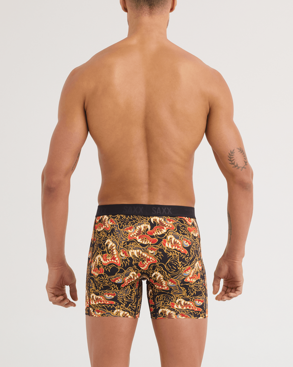 Back - Model wearing Smooth Flex Light Compression Boxer Brief in Howl-Black