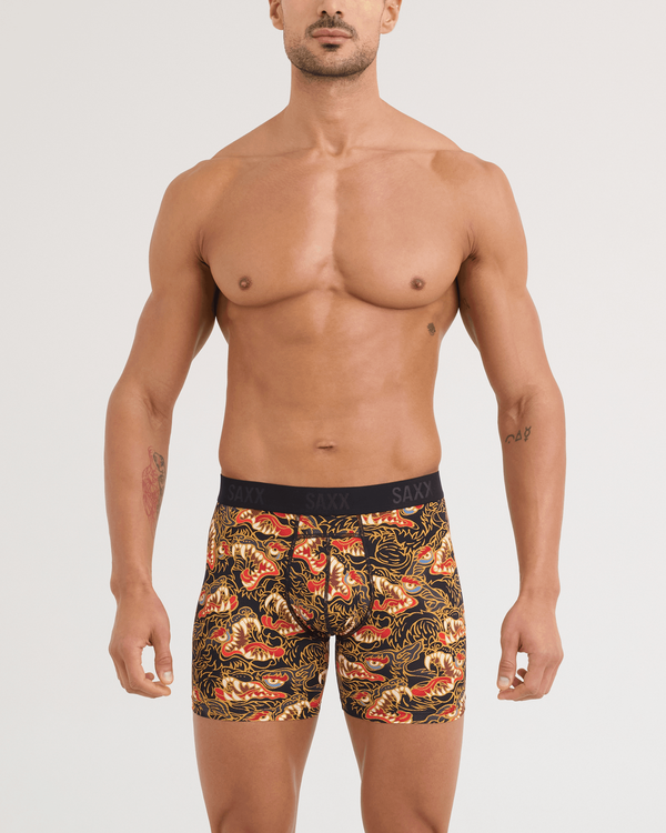 Front - Model wearing Smooth Flex Light Compression Boxer Brief in Howl-Black