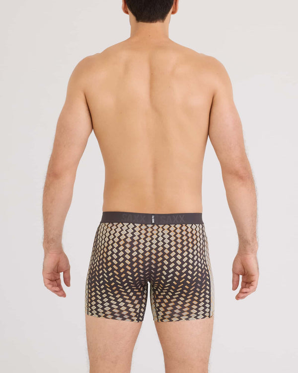 Back - Model wearing Smooth Flex Light Compression Boxer Brief in Lustre Weave-Faded Black