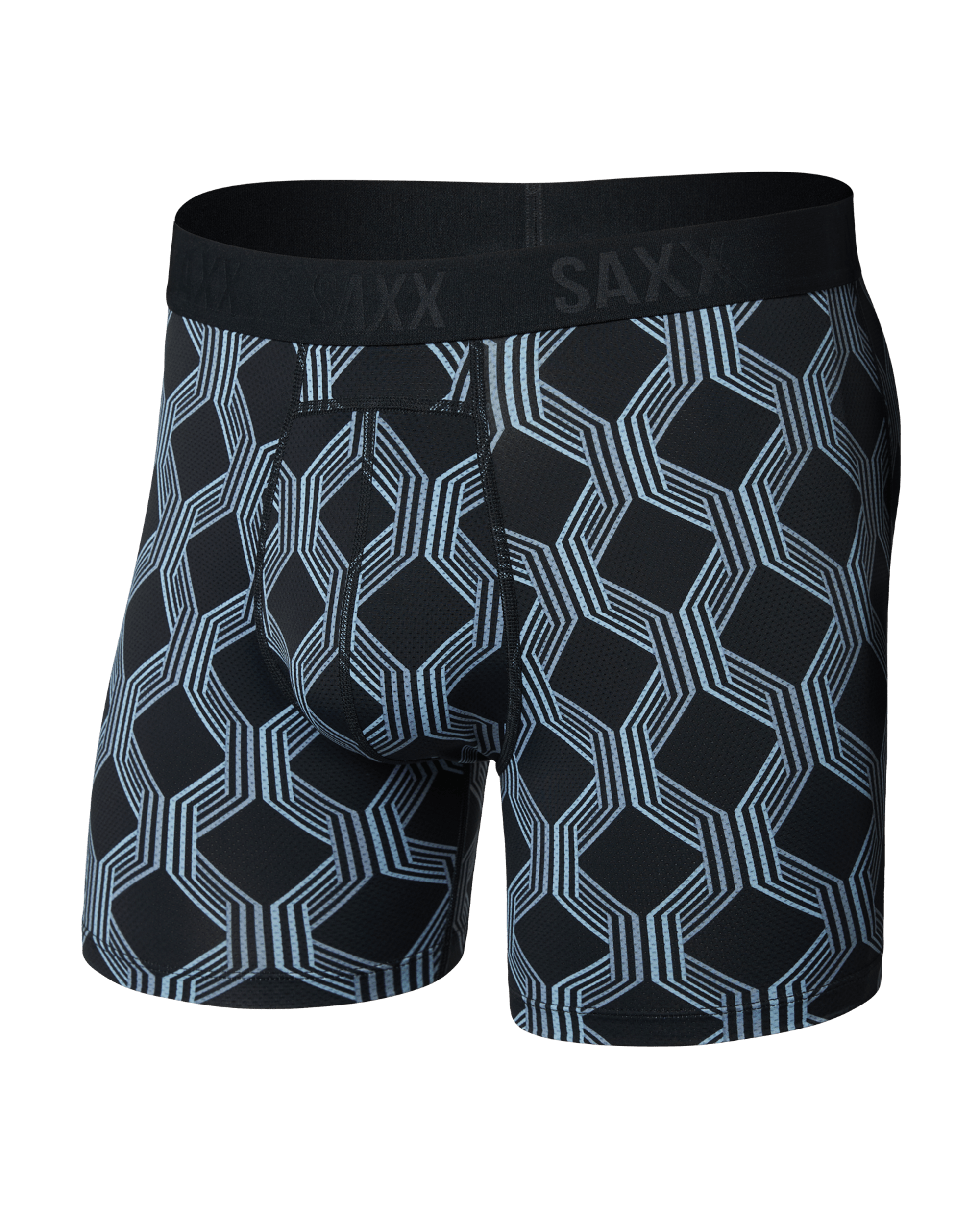 Front of Smooth Flex Light Compression Boxer Brief in Prestige Check-Black
